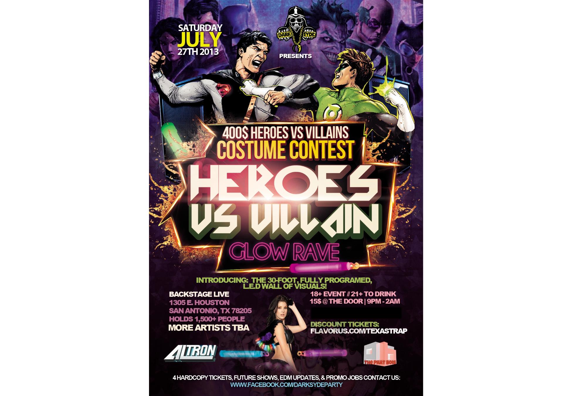 San Antonio Raves Buy Tickets to Heroes vs Villains (Glow Rave) in San Antonio