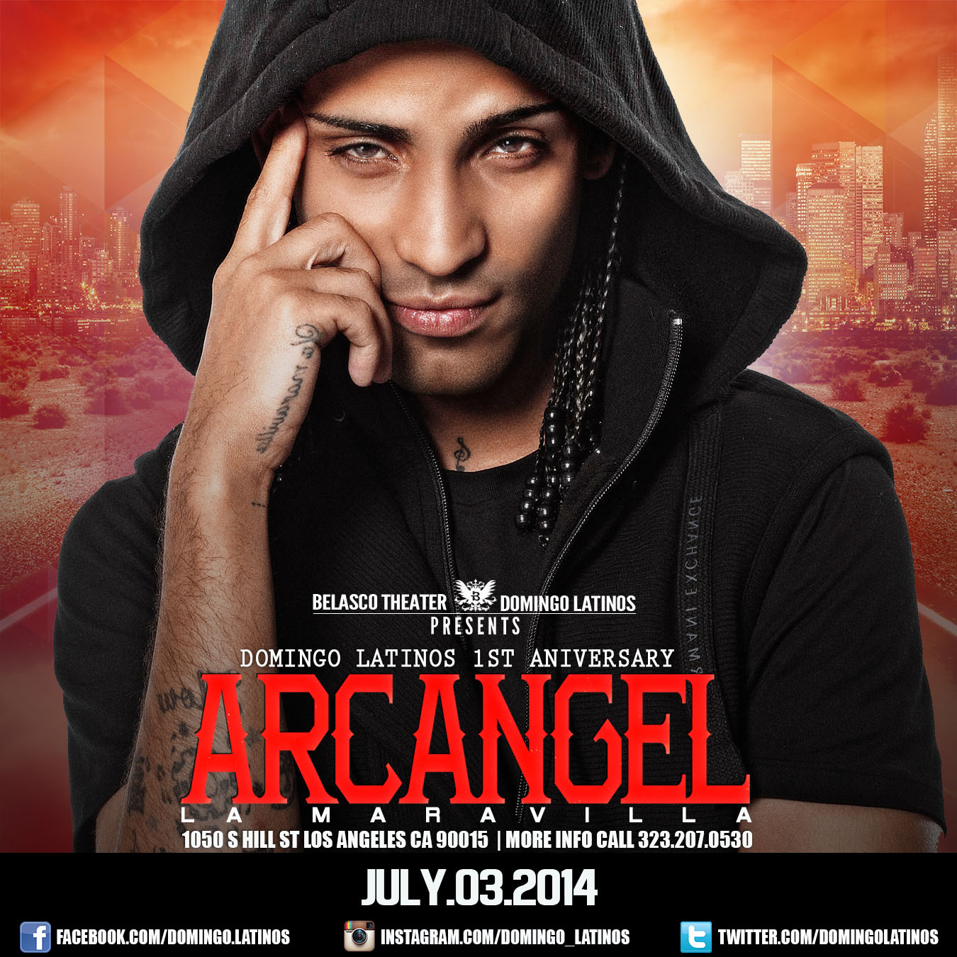 Arcangel Live in Concert Tickets The Belasco on July 03 2014 in LA