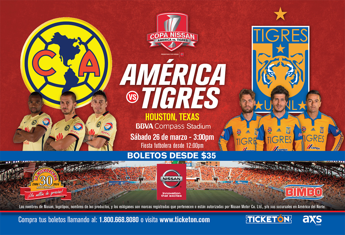 BOLETOS PARA CLUB AMERICA VS TIGRES EN HOUSTON