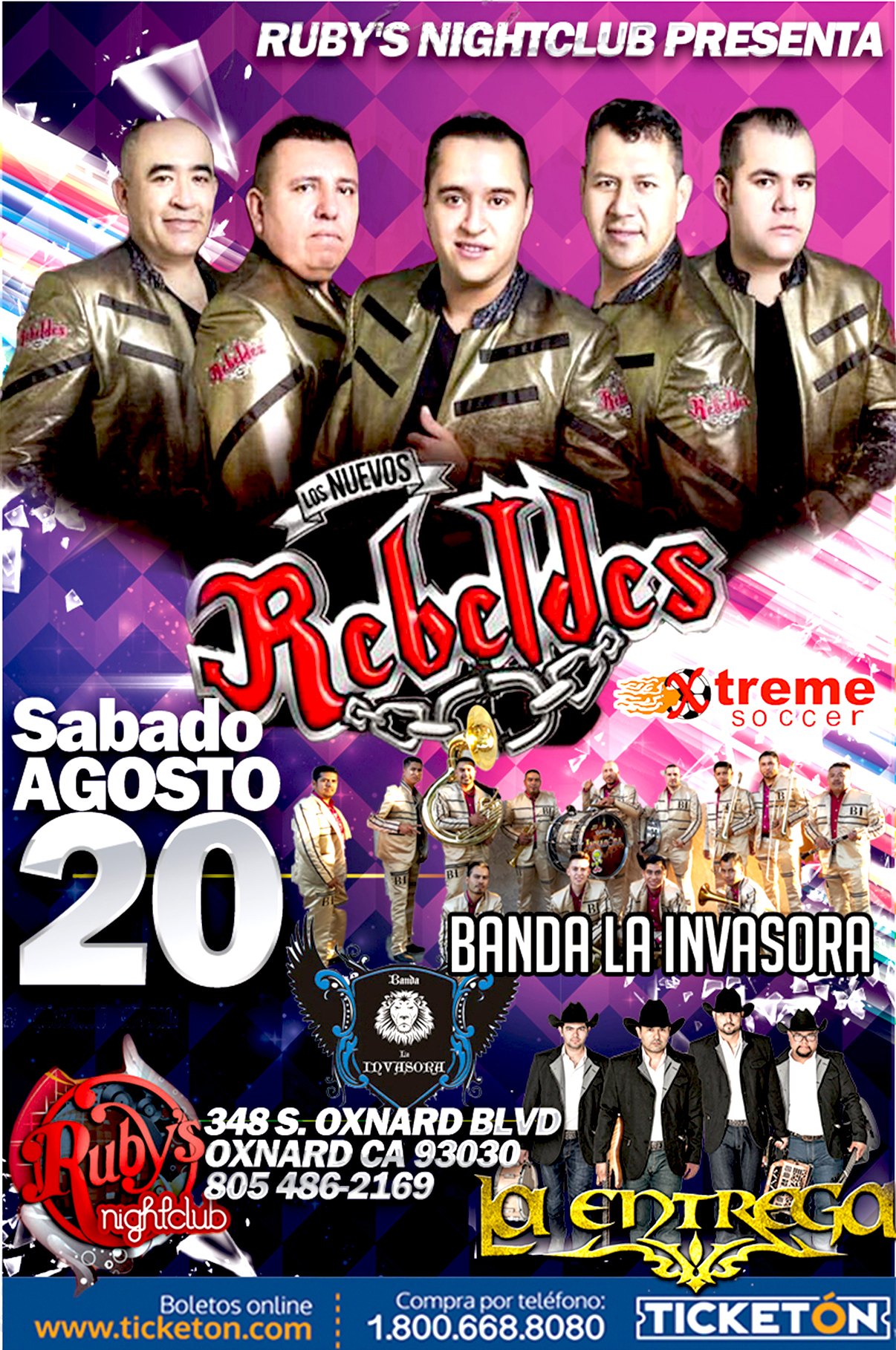 LOS NUEVOS REBELDES Tickets The Ruby's Cafe on August 20 2016 in