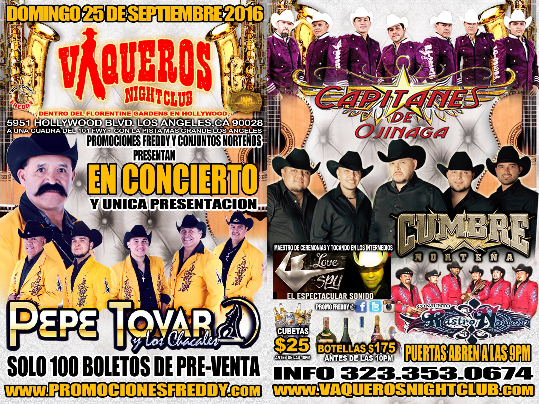 PEPE TOVAR Y CHACALES VAQUEROS Tickets 09/25/16