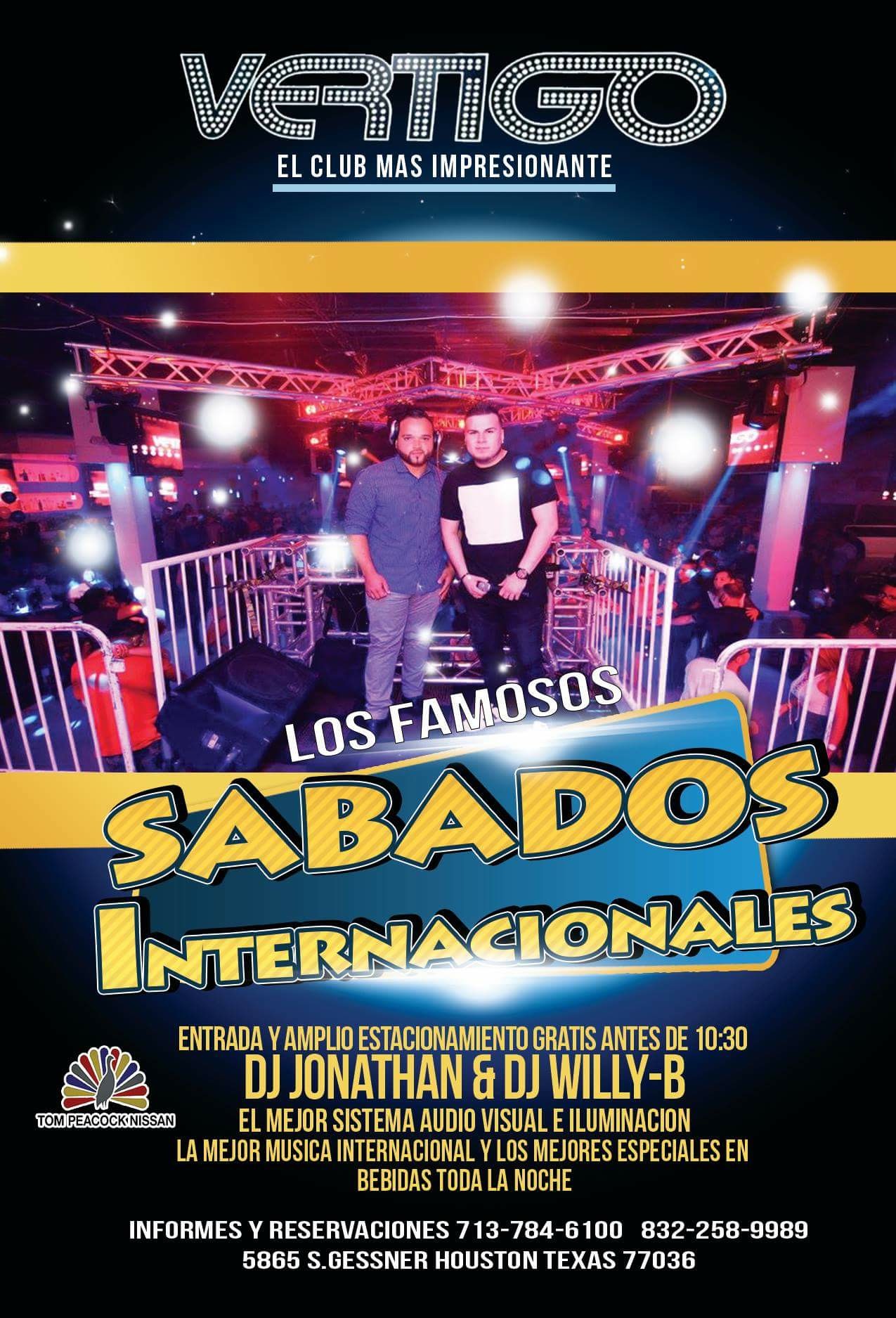 SABADOS INTERNACIONALES Tickets - The Vertigo Club on November 05 2016 in  Houston - Ticketon