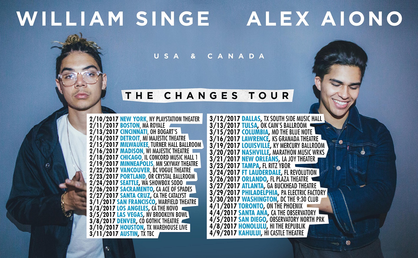 William Singe & Alex Aiono Tickets 04/08/17
