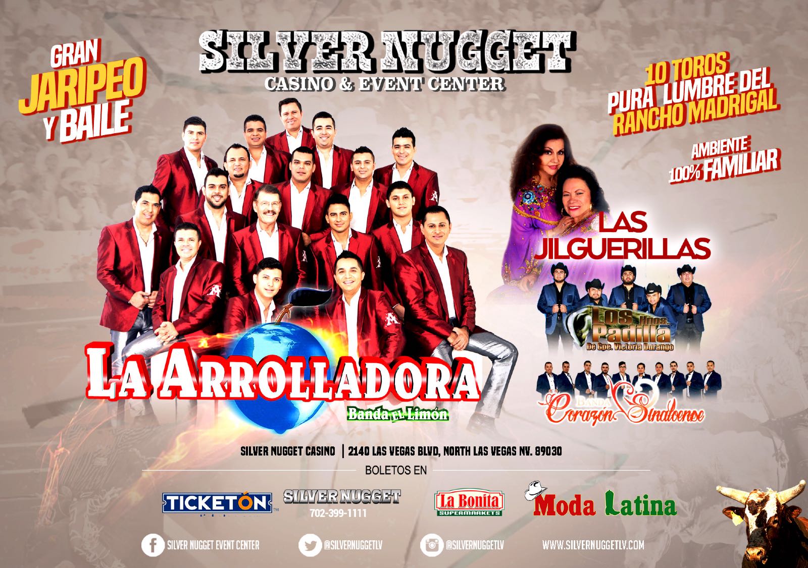 La Arrolladora Las Vegas Tickets Boletos Silver Nugget Casin