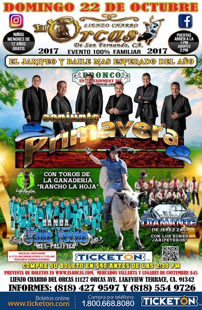 Conjunto Primavera Sylmar Tickets Boletos El Orcas