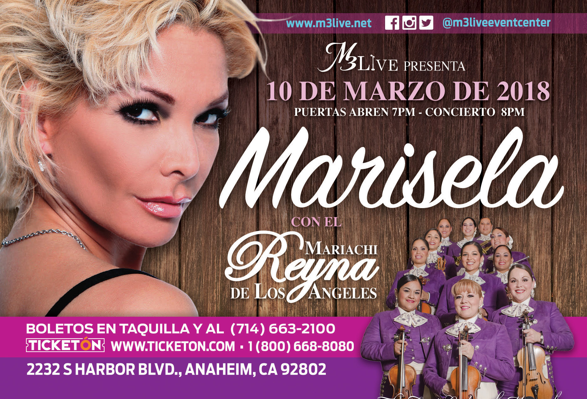 Marisela Anaheim Tickets Boletos M3 Live