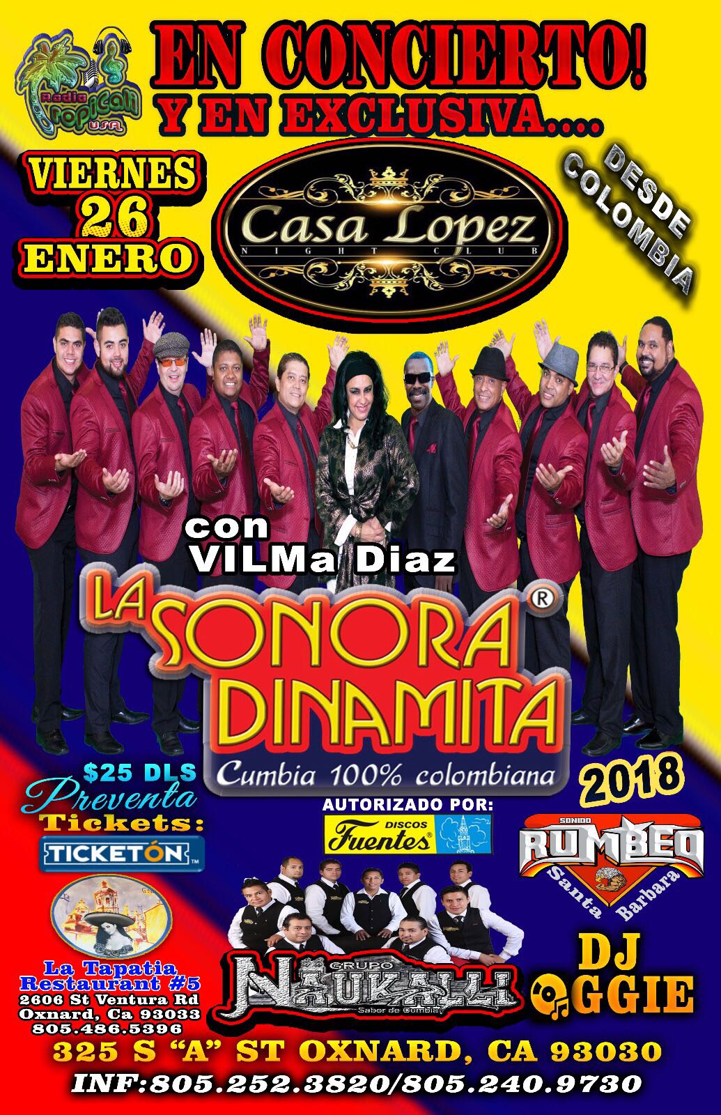 La Sonora Dinamita Oxnard Tickets Boletos Casa Lopez