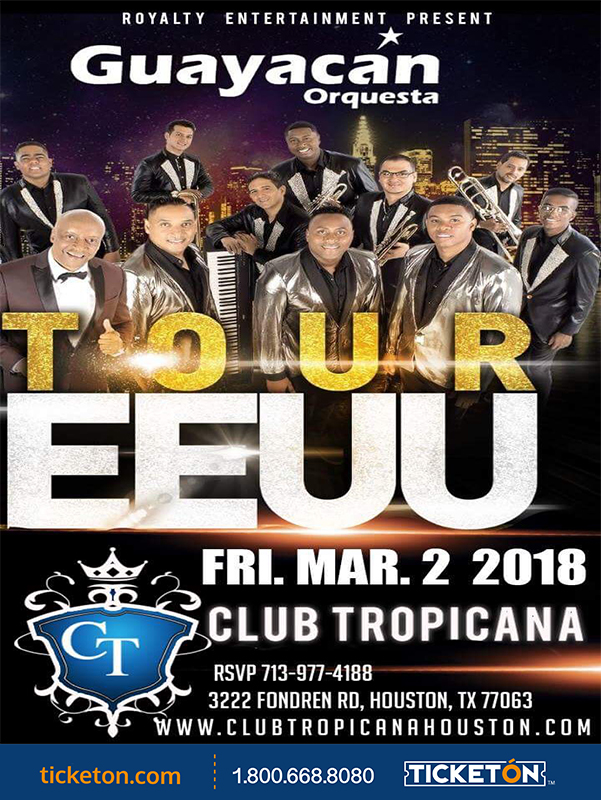 Orquesta Guayacan Houston Boletos Club Tropicana