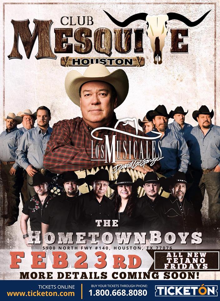DAVID LEE GARZA Y LOS MUSICALES & THE HOMETOWN BOYS Tickets - The Club  Mesquite on February 23 2018 in Houston - Ticketon