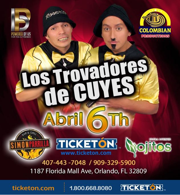 Los Trovadores de Cuyes Orlando Tickets Boletos Simon Parril