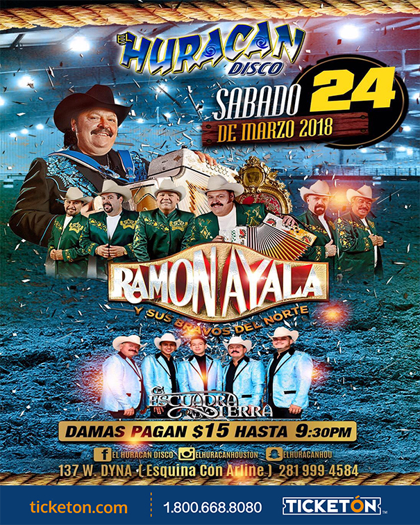 Ramon Ayala Houston Tickets Boletos El Huracan Disco