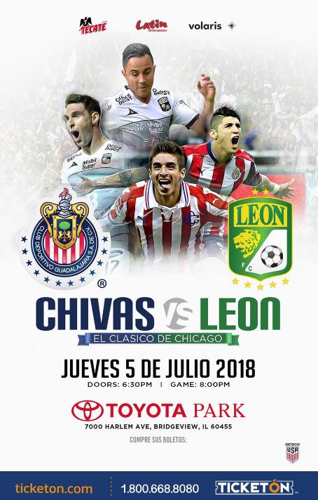 Chivas vs Club Leon Chicago Tickets Boletos Toyota Park