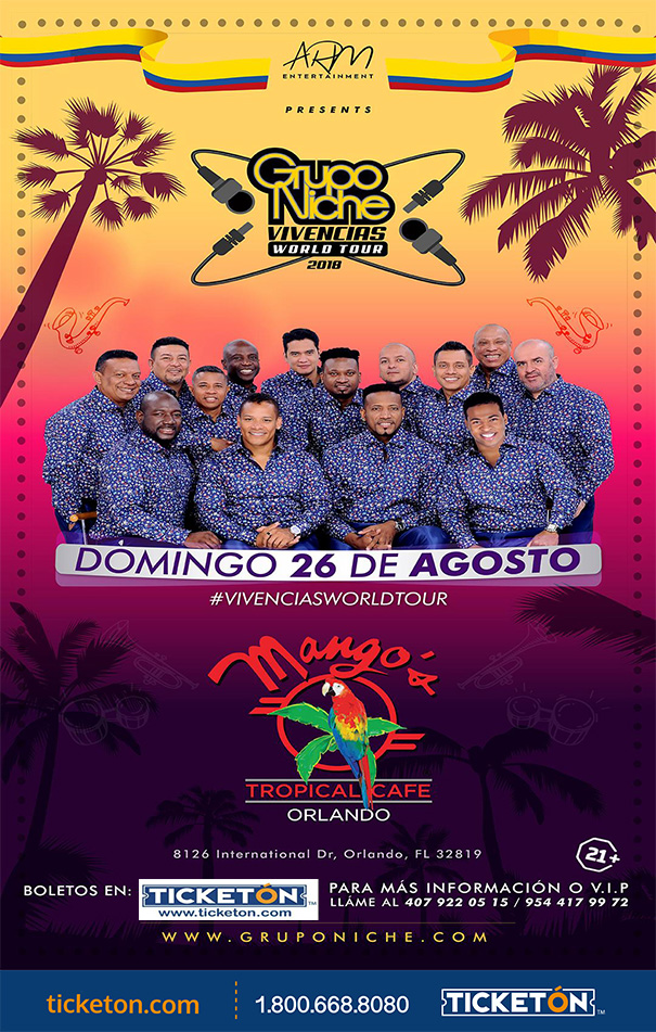 Grupo Niche Orlando Tickets Boletos Mangos Cafe