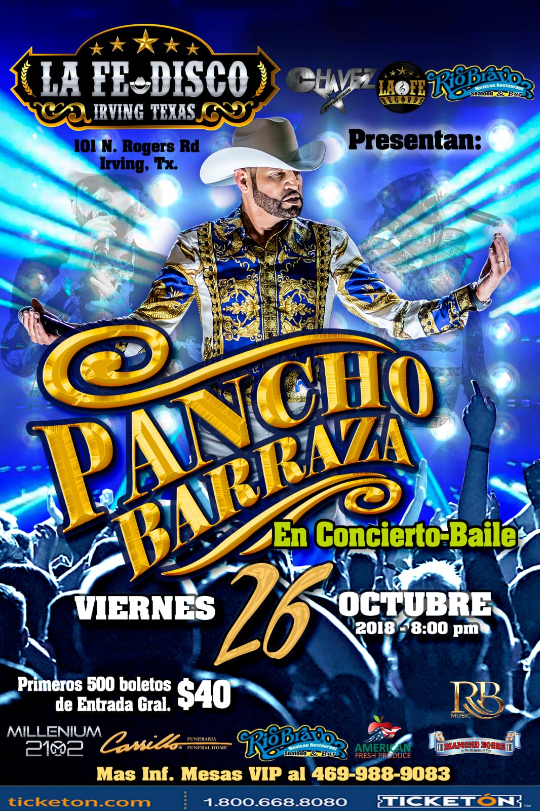 Pancho Barraza Dallas Tickets Boletos La Fe Disco
