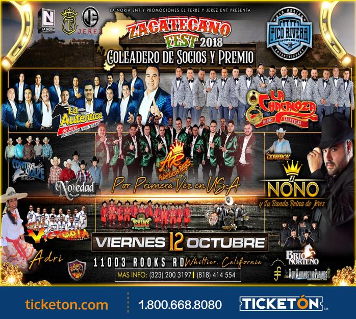 Zacatecano Fest 2018 Pico rivera sports arena Tickets Boleto
