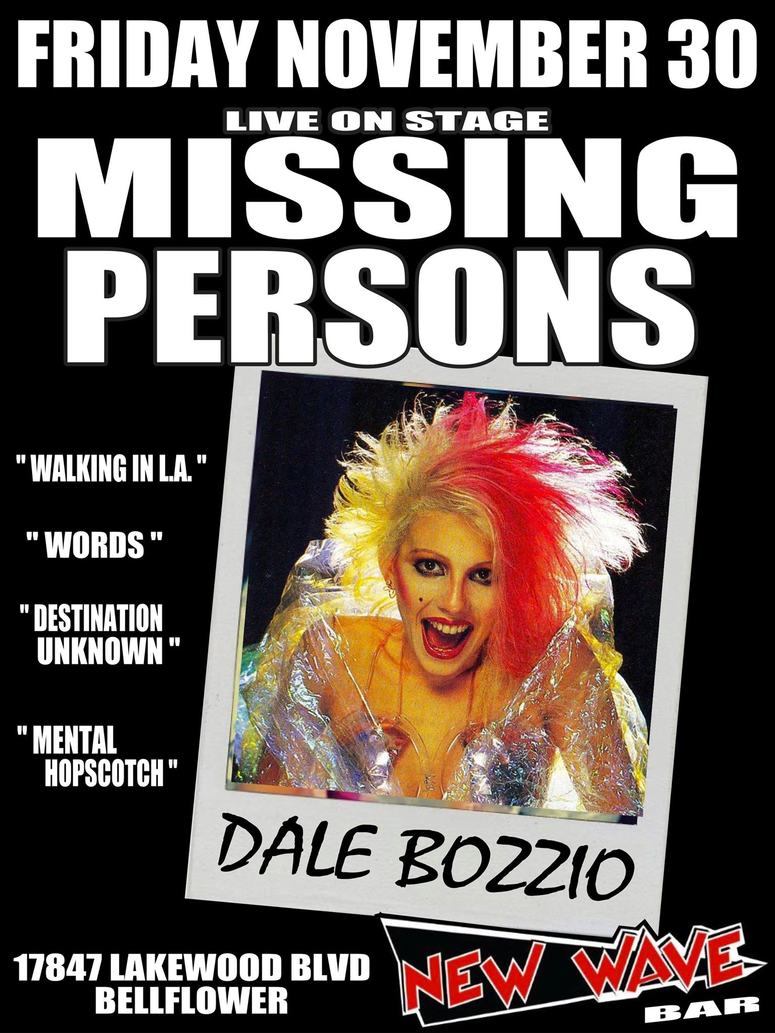 Missing Persons Live on Stage Tickets 11/30/18