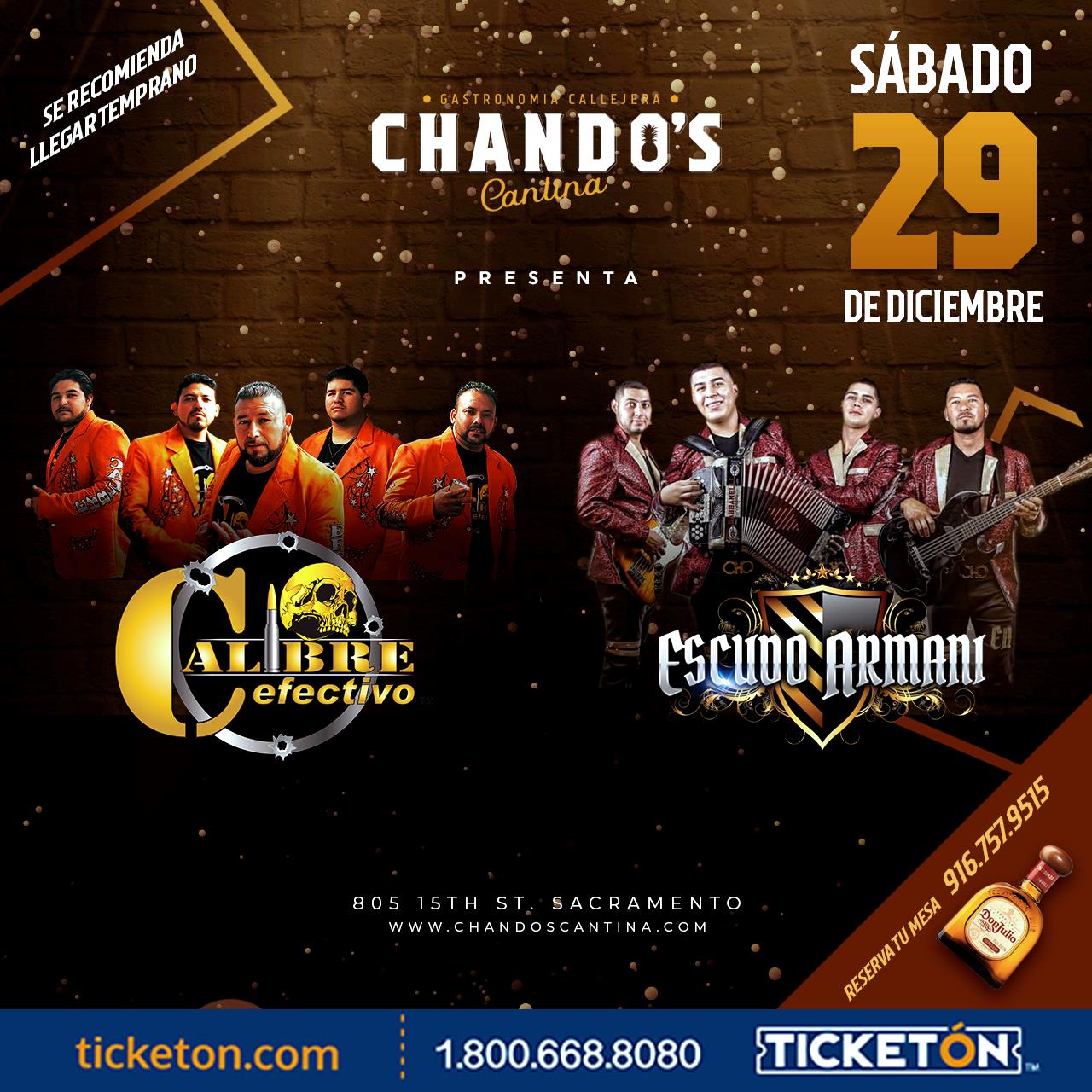 Calibre Efectivo Sacramento Tickets Boletos Chando's Cantina