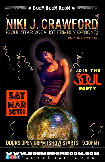 Niki J. Crawford Band (SoulStar vocalist frmrly Orgone)+RAFA: 