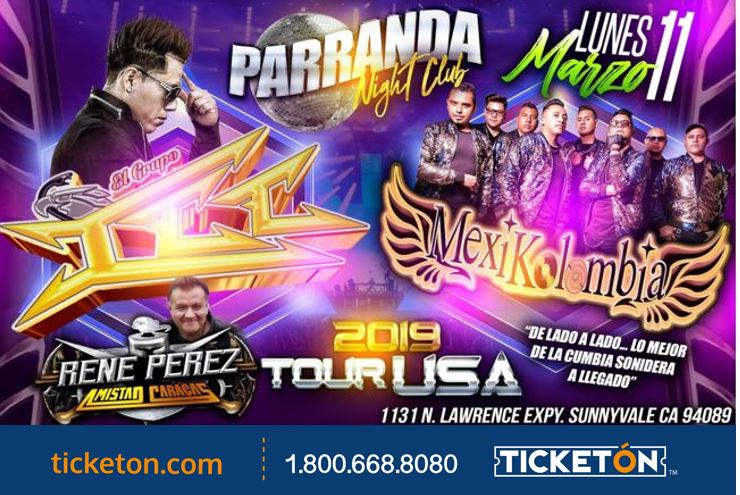 ICC Mexikolombia Sunnyvale Ticket Boleto Parranda Nightclub