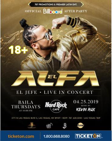 El Alfa Live Las Vegas NV Tickets Boletos Hard Rock Cafe
