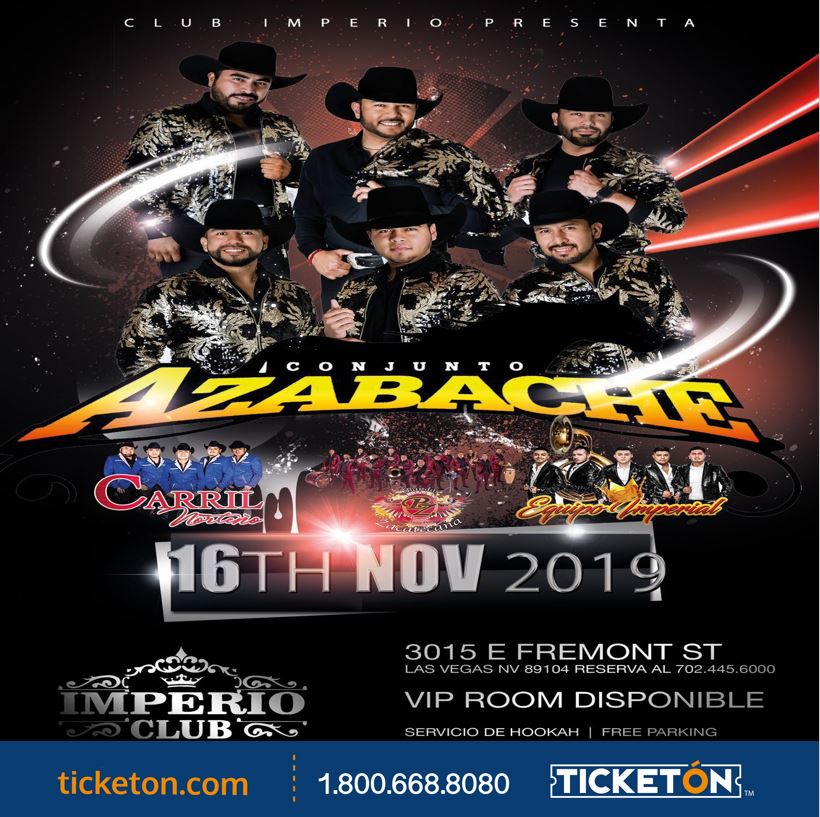 Conjunto Azabache Las Vegas Tickets Boletos Imperio Club