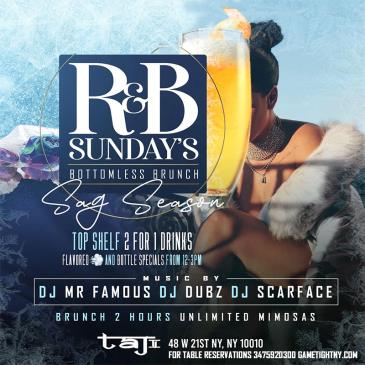 Taj Lounge NYC Sunday Funday Hip Hop vs. Reggae® R&B Brunch: 