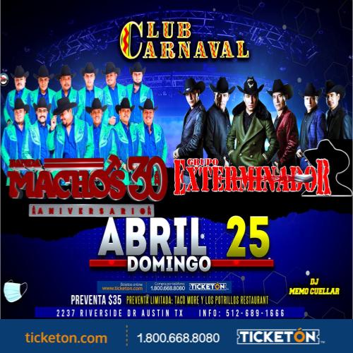 Banda Machos - Club Carnaval Tickets Boletos | Austin TX - 4/25/21