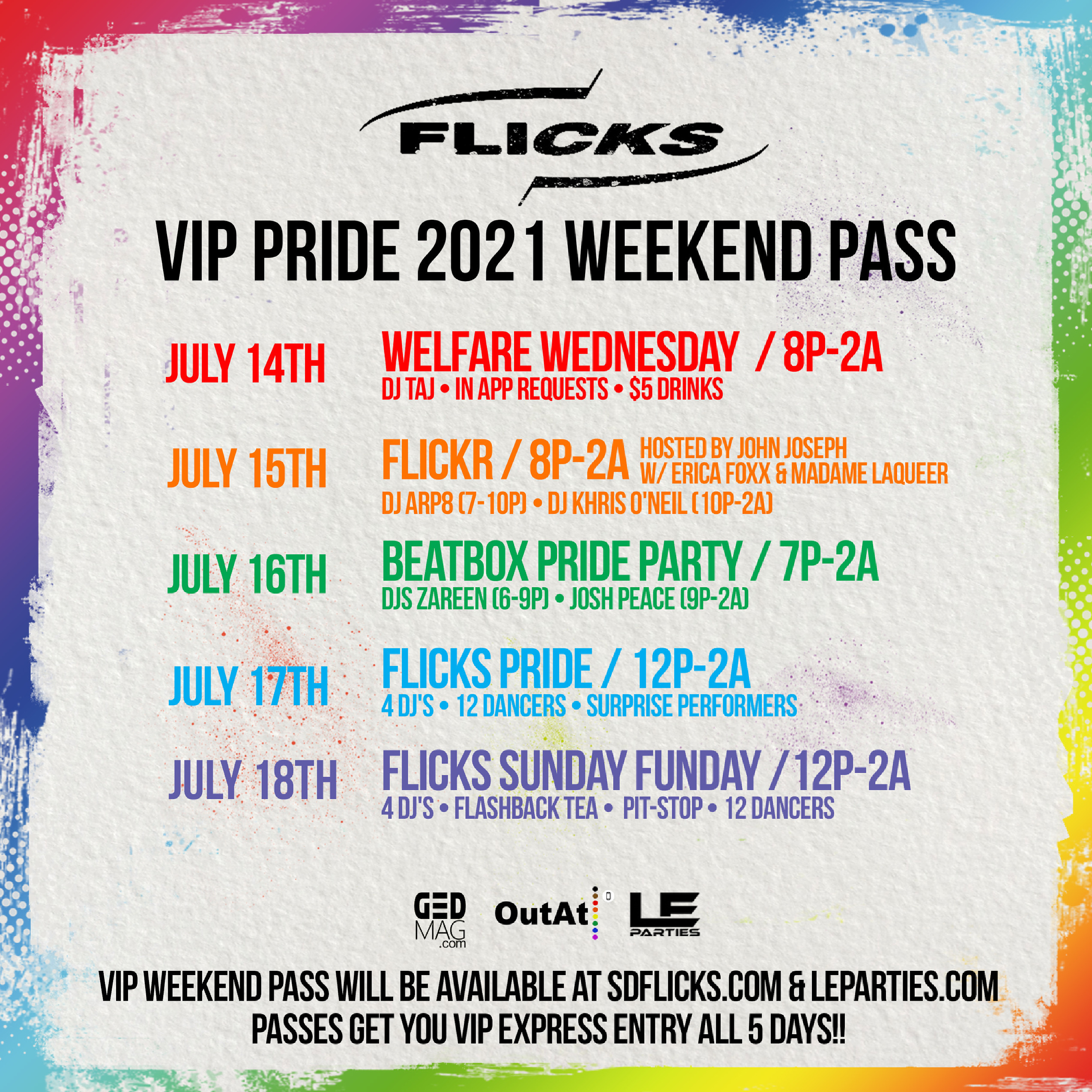 Buy Tickets to Flicks VIP Pride Weekend Pass in San Diego on Jul 14