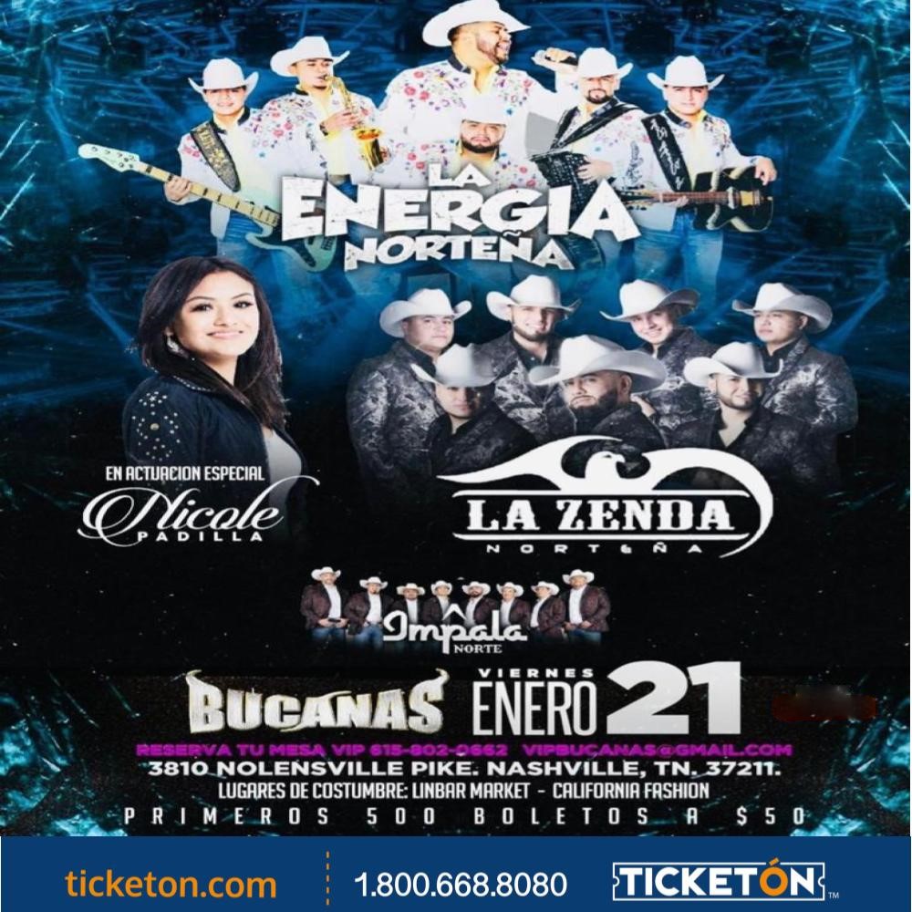 La Energia Norteña - Bucanas Night Club Tickets Boletos | Nashville TN -  1/21/22