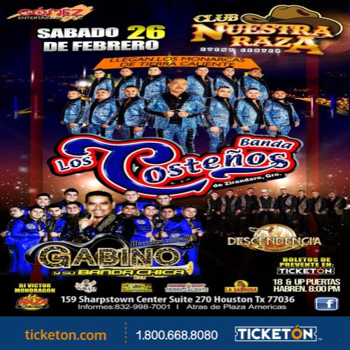 Banda Los Costeños - Club Nuestra Raza Tickets Boletos | Houston TX -  2/26/22