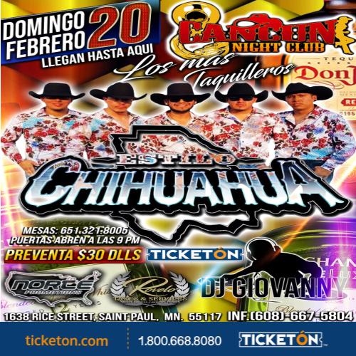 Estilo Chihuahua - Cancun Night Club Tickets Boletos | Saint Paul MN -  2/20/22