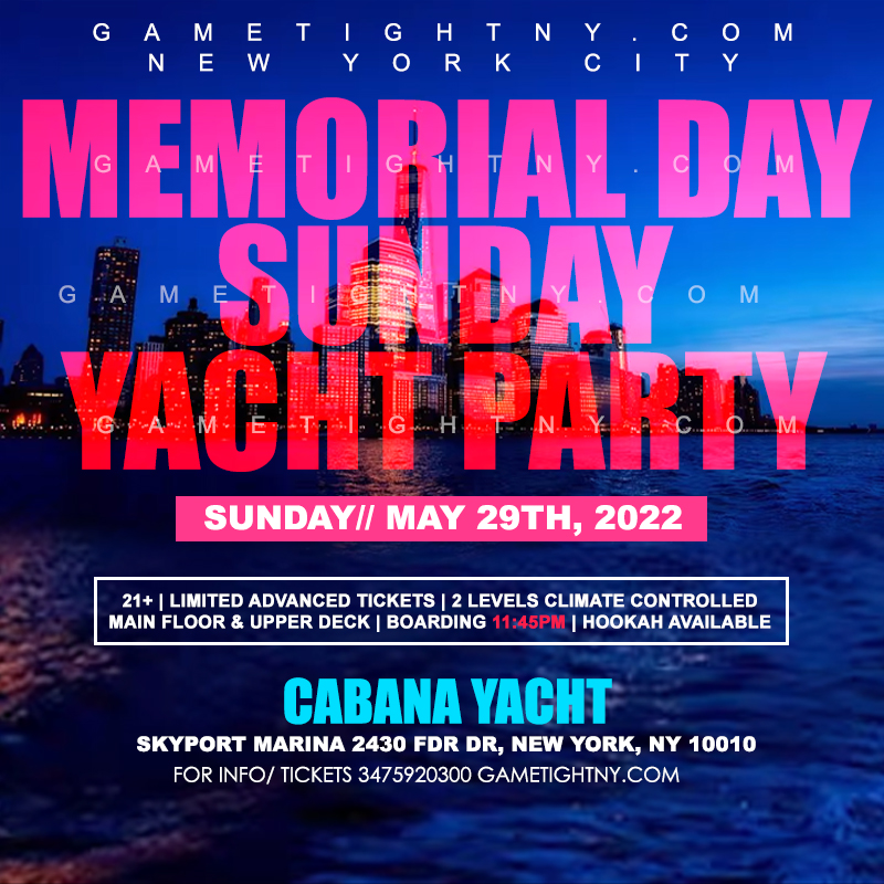 Buy Tickets to NYC Memorial Day Sunday Midnight Cabana Yacht Party in