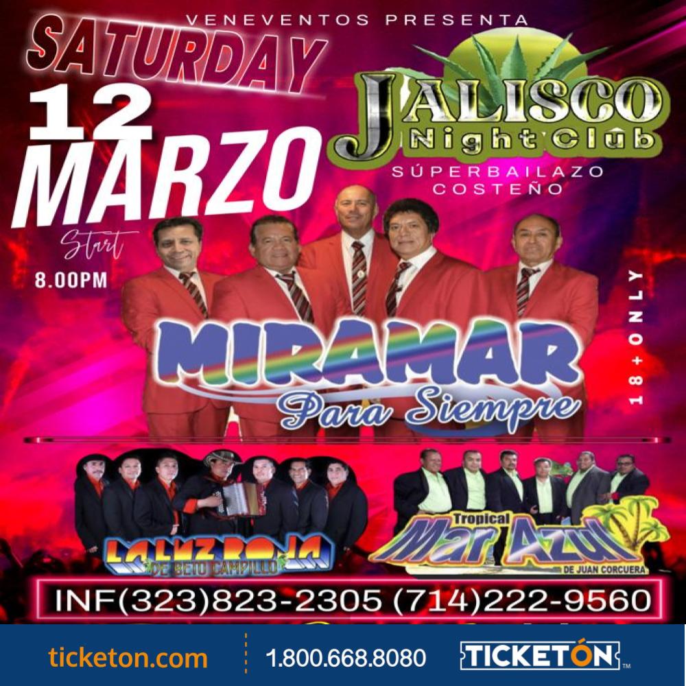 Miramar - Jalisco Nightclub Tickets Boletos | Westminster CA - 03/12/22