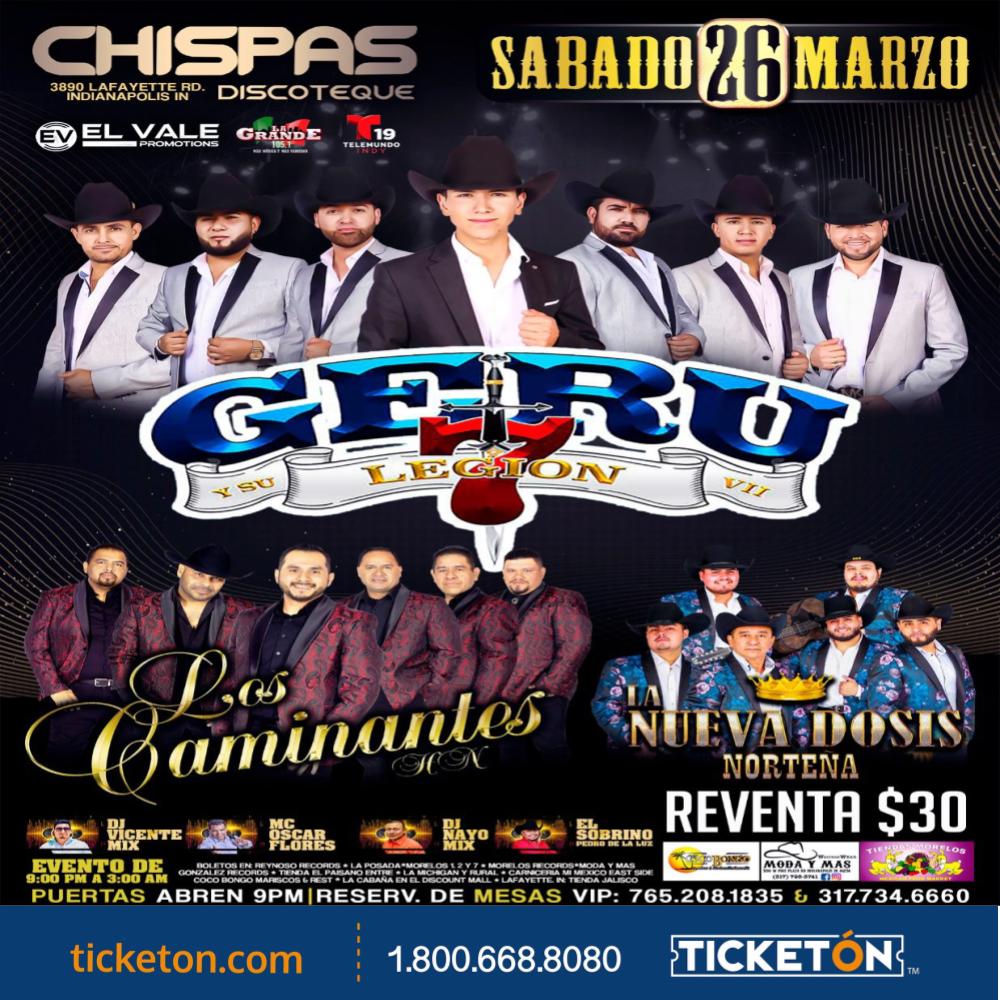 Geru y su Legion - Chispas Discoteque Tickets Boletos | Indianapolis ...