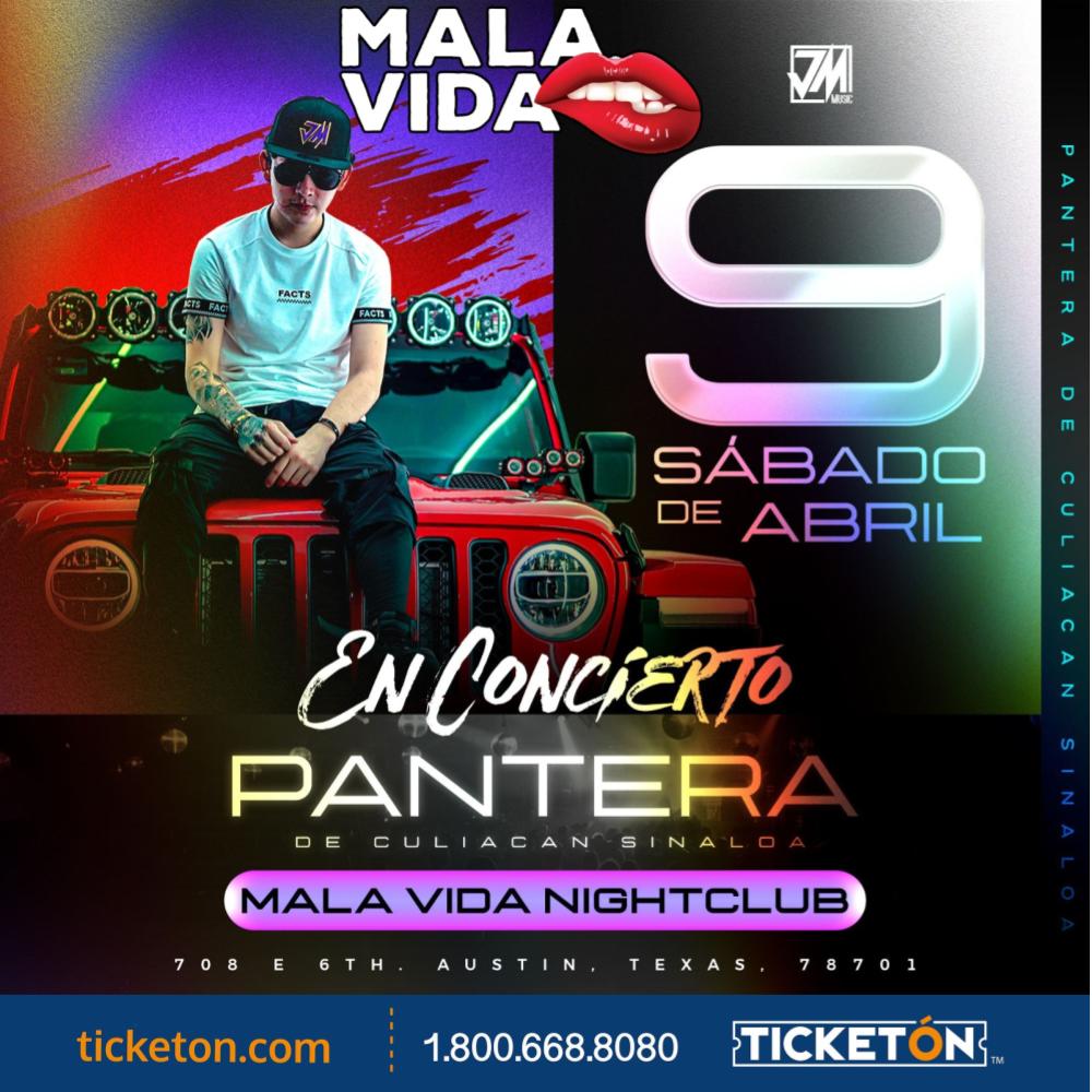 Pantera Mala Vida Tickets Boletos Austin Ca 4/9/22
