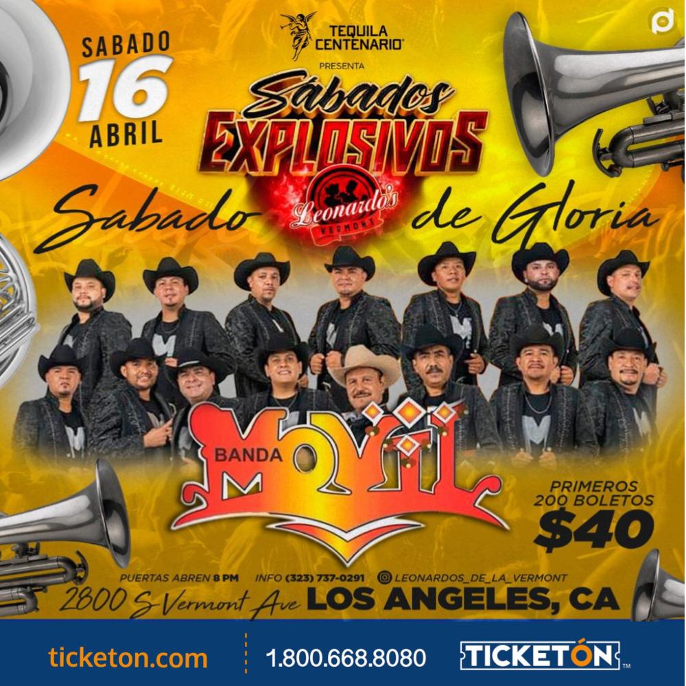 Banda Movil - Leonardos Night Club Tickets Boletos | Los Angeles CA- 4/16/22