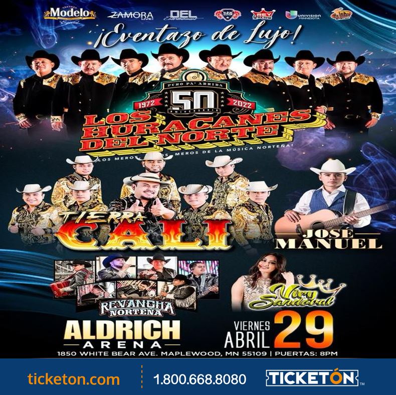 Huracanes, Tierra Cali y Mas Aldrich Arena Tickets Boletos