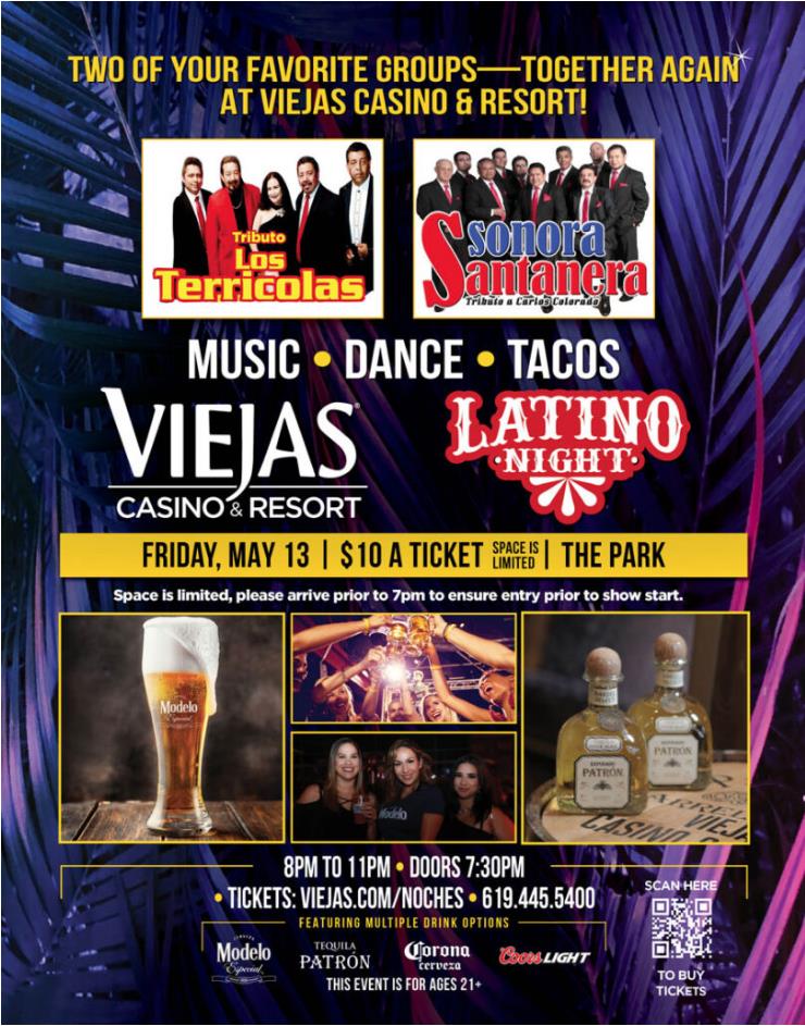 Buy Tickets to LATINO NIGHT at Viejas Casino in Alpine on May 13, 2022