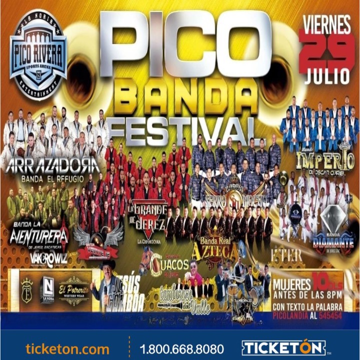 Putazon de Bandas Pico Rivera Sport Arena Tickets Boletos Pico