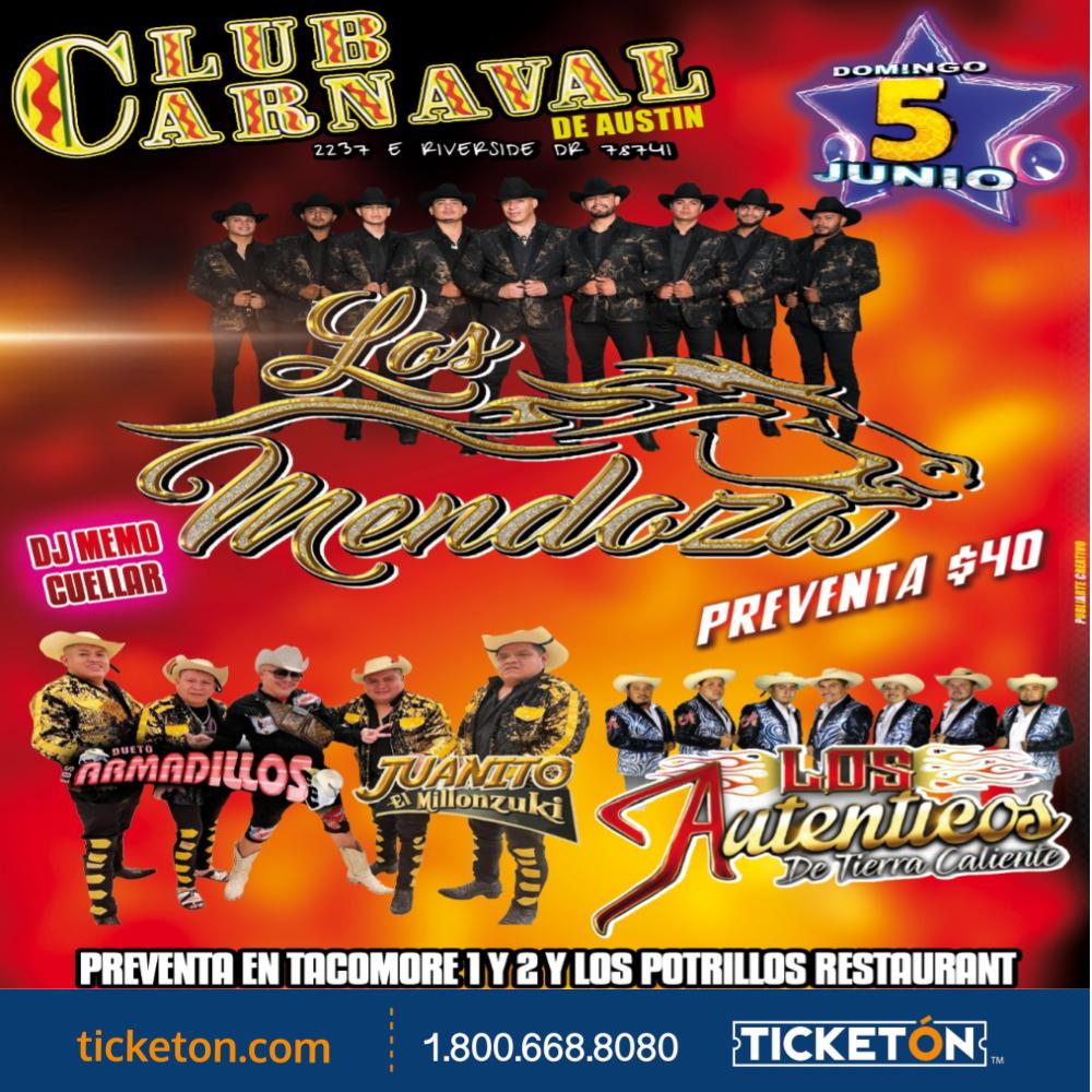 Los Mendoza, Dueto Los Armadillos - Club Carnaval Tickets Boletos | Austin,  TX - 06/05/22