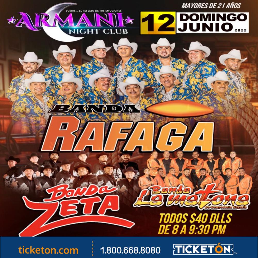 Banda Rafaga, Banda Zeta, La Matona - Armani Night Club Tickets Boletos |  Federal Way WA - 6/12/22