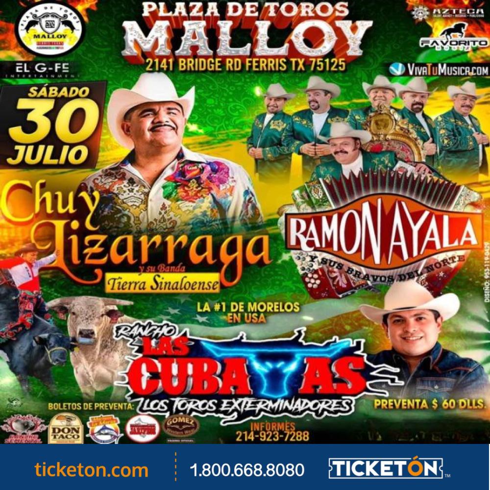 Chuy Lizarraga, Ramon Ayala Plaza de Toros Malloy Tickets Boletos