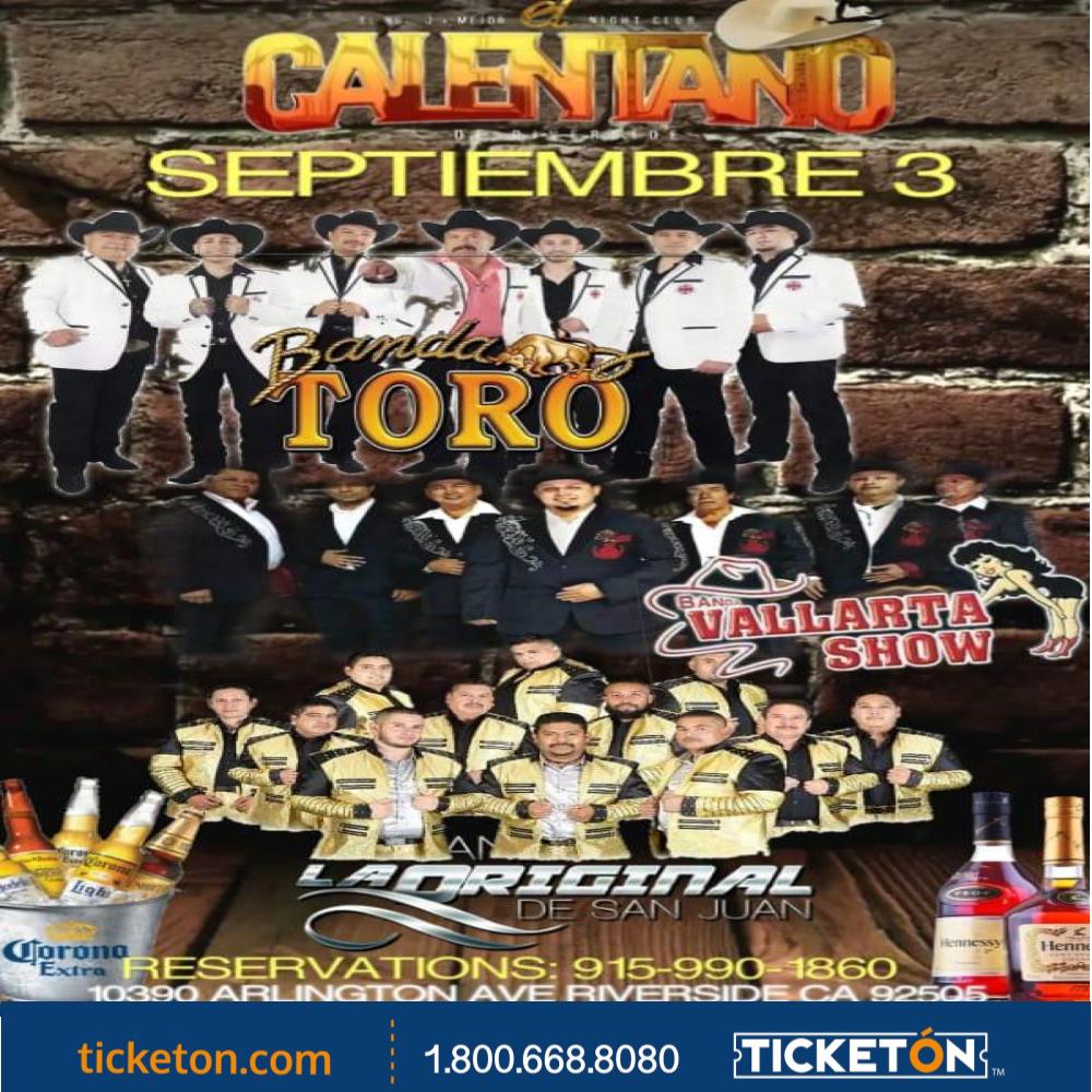 Banda Toro Y Mas El Calentano Tickets Boletos Riverside, CA 9/3/22