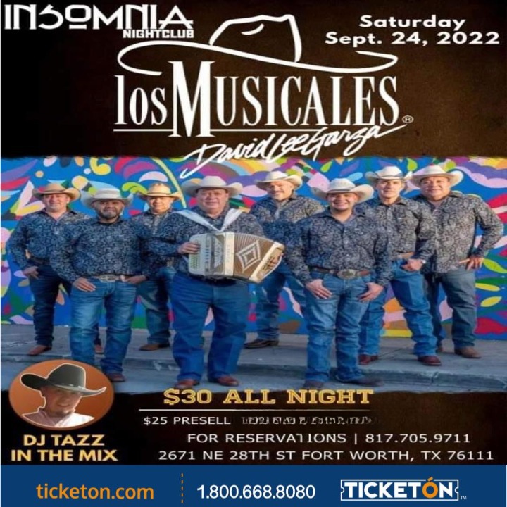 Los Musicales - Insomnia Night Club Tickets Boletos | Fort Worth, TX -  9/24/22