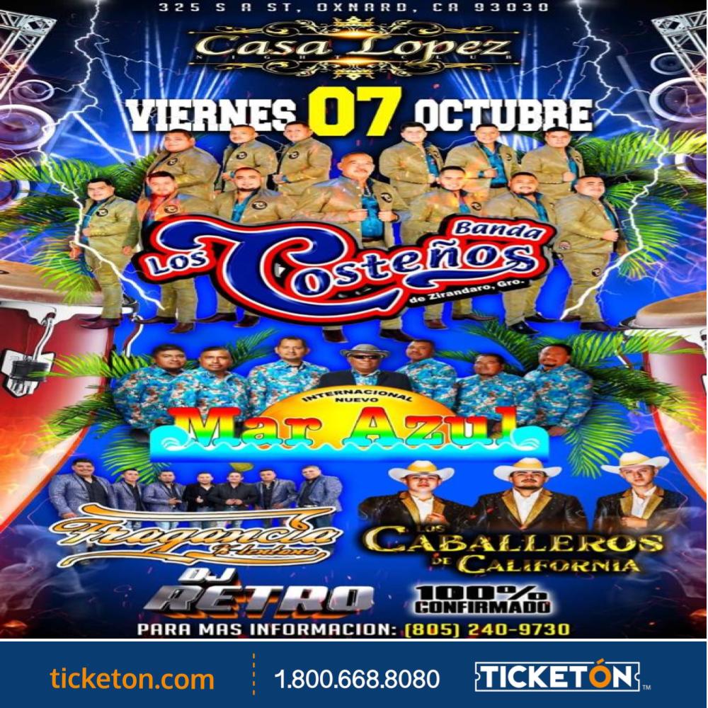 Banda Los Costenos, Mar Azul Casa Lopez Tickets Boletos