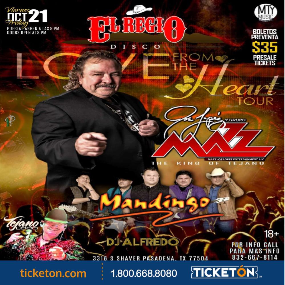 Joe Lopez y Grupo Mazz, Mandingo El Regio Tickets Boletos Pasadena