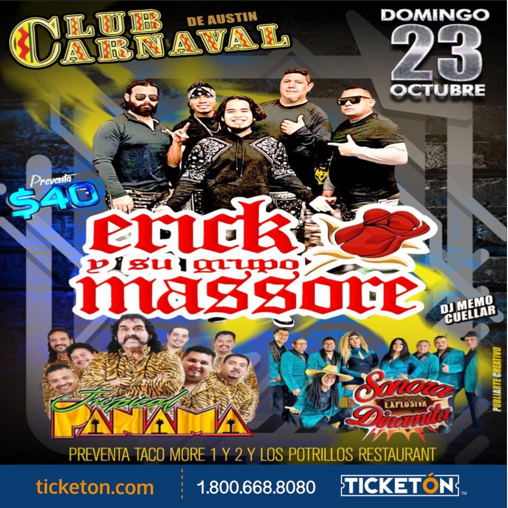 Erick y su Grupo Massore Club Carnaval Tickets Boletos Austin TX