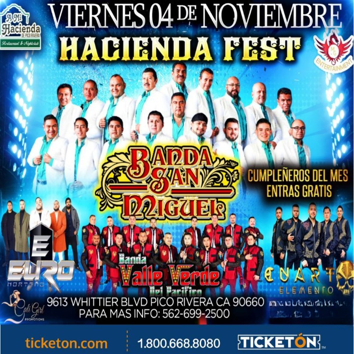 Banda San Miguel A Mi Hacienda de Pico Rivera Tickets Boletos Pico