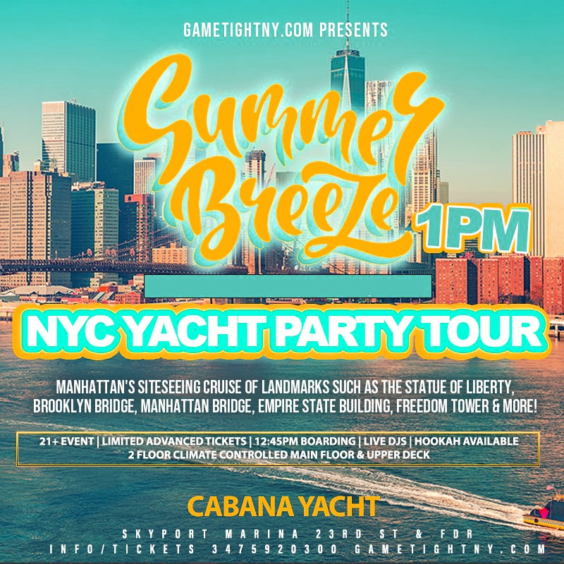 Buy Tickets to Summer Breeze NYC Cabana Yacht Party Tour Day