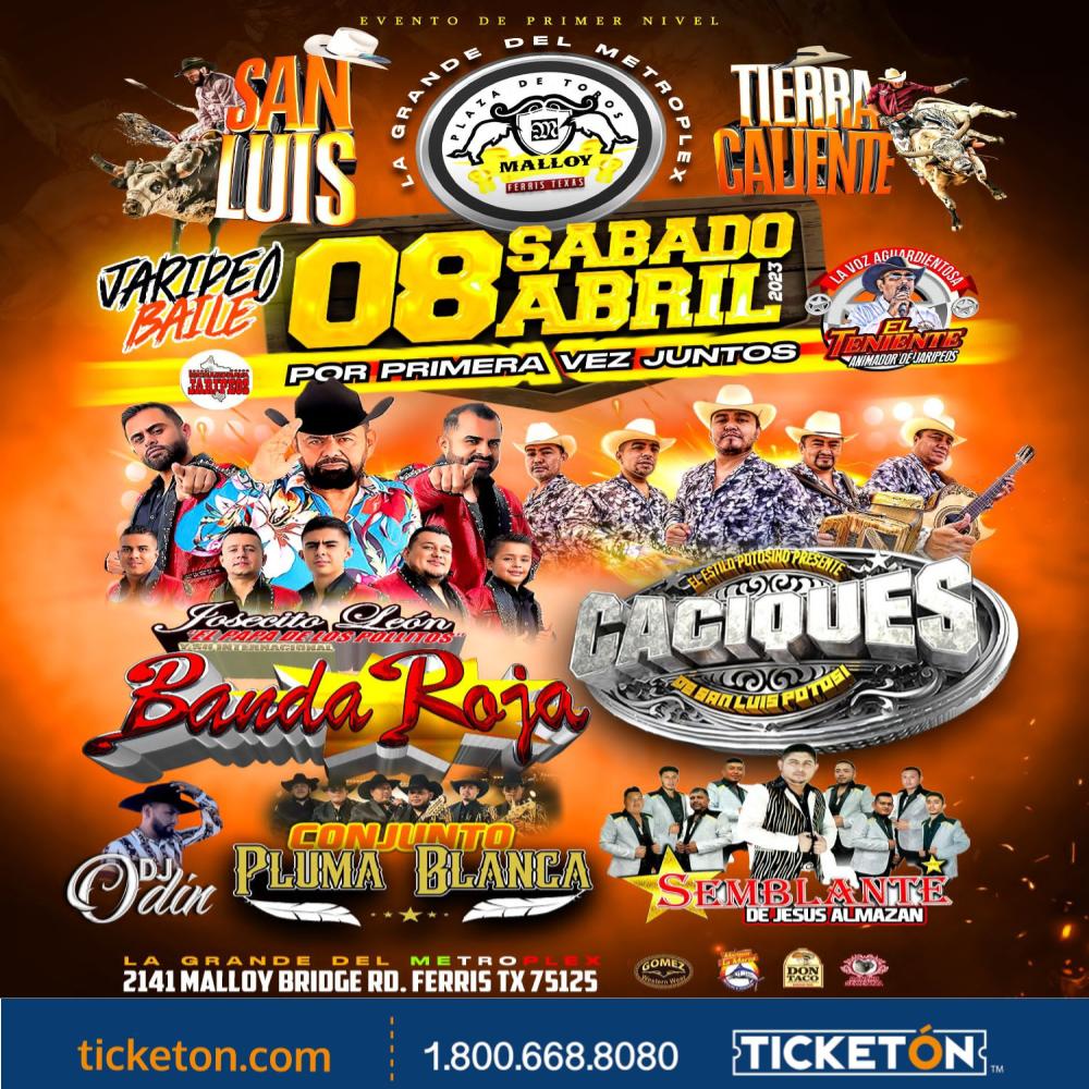 BANDA ROJA, CACIQUES Y MAS Tickets - The Plaza de Toros Malloy on April ...